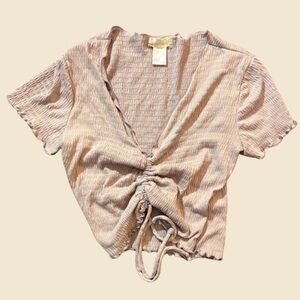 Altard State Ruched Front Smocked Knit Top Women’s Small Mauve Pink